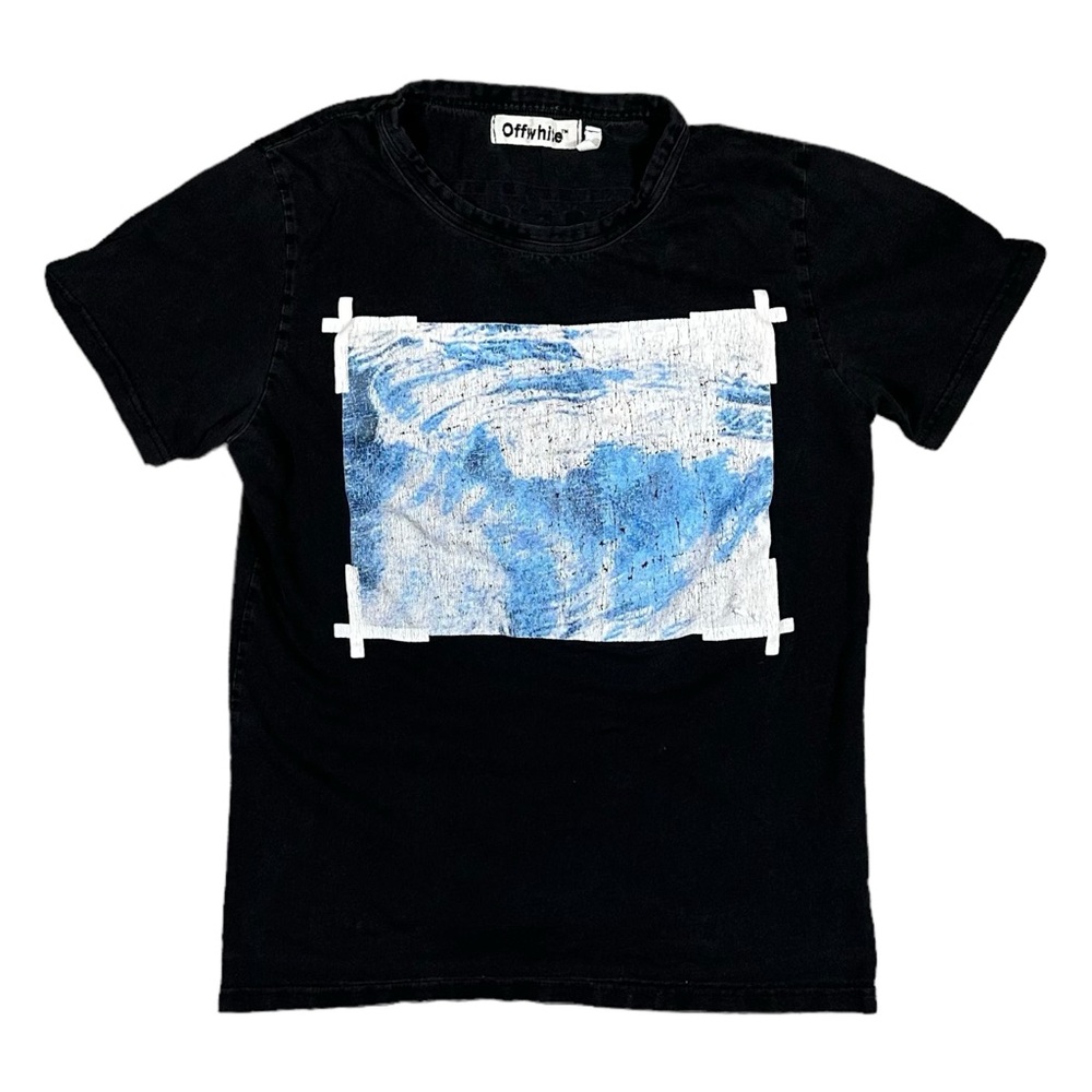 Off-White Black and Blue Graphic Short Sleeve Tee